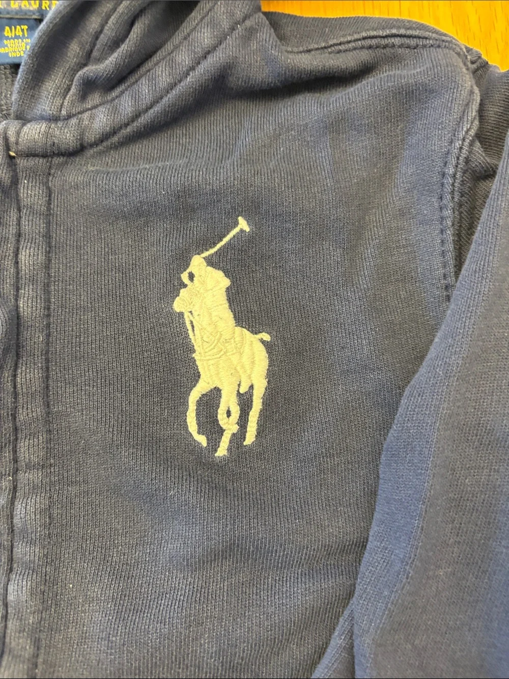 Polo Ralph Lauren Kids Navy Zip-Up Hooded Sweatshirt with Polo Pony - size 4/4T